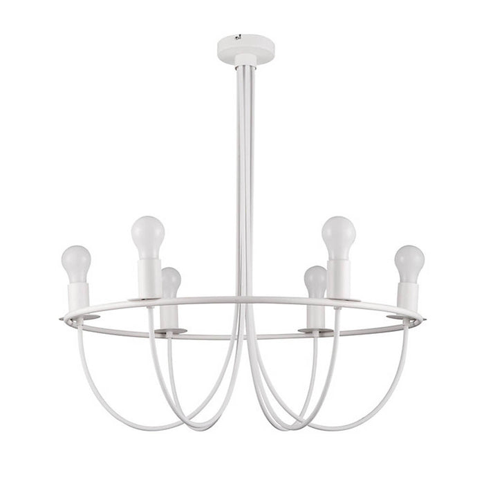 Chandelier Ceiling Light Pendant 6 Lamp Matt Metal White Modern Living Room - Image 2