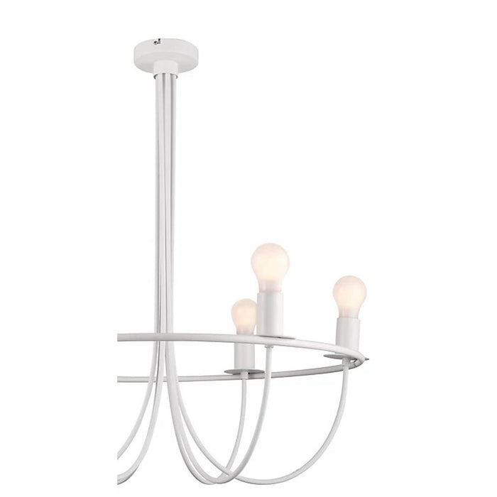 Chandelier Ceiling Light Pendant 6 Lamp Matt Metal White Modern Living Room - Image 4