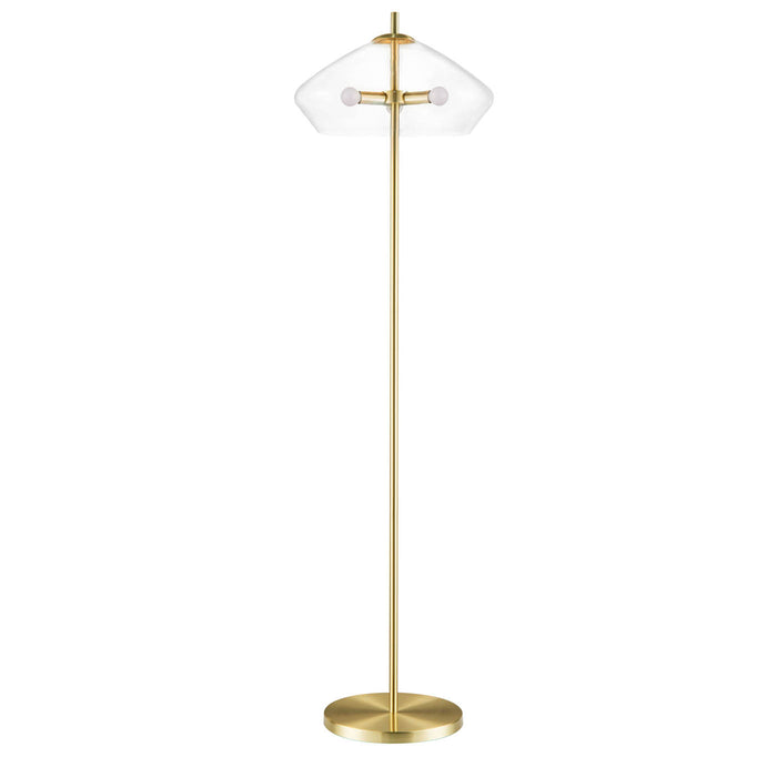 Floor Lamp Gold Domed Clear Glass 3 Way E14 Contemporary Portable 28W (H)1.62m - Image 2