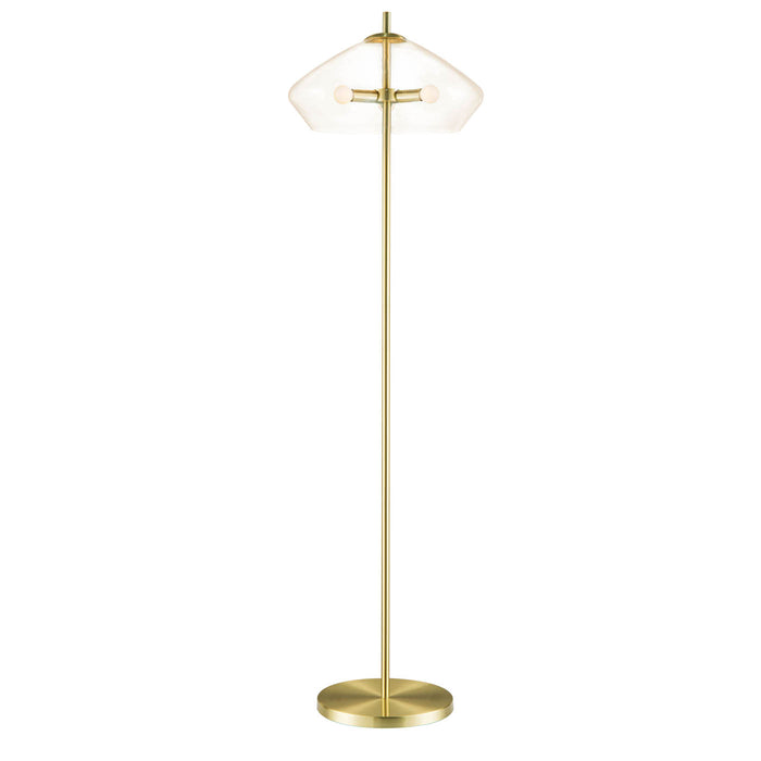 Floor Lamp Gold Domed Clear Glass 3 Way E14 Contemporary Portable 28W (H)1.62m - Image 3