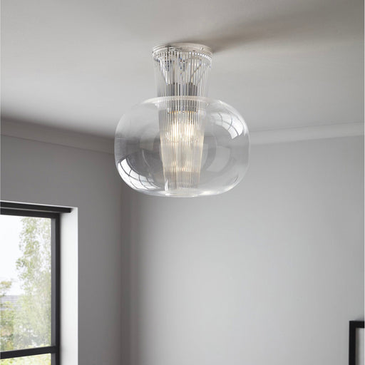 Pendant Ceiling Light Clear Plastic Globe Shade Flush Modern Bedroom Livingroom - Image 1