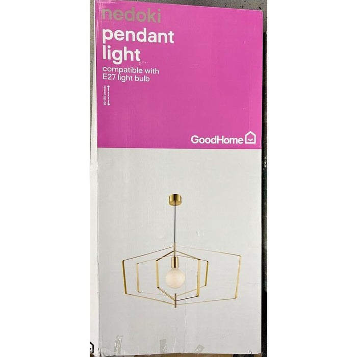 Ceiling Light Pendant Brass Gold Modern Hanging Adjustable Height Geometric - Image 1