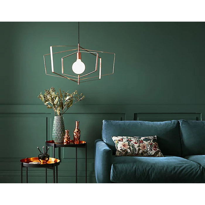 Ceiling Light Pendant Industrial Modern Copper Adjustable Height 42W (Dia)900mm - Image 1