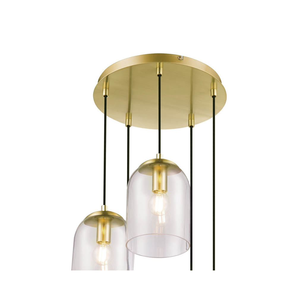 Ceiling Light 5 Lamp Pendant Cascading Chandelier Brass Effect Modern E14 28W - Image 4
