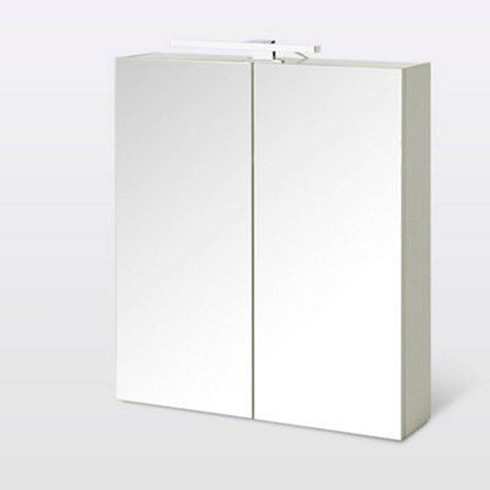 Bathroom Cabinet White Mirrored Wall Mounted LED Light Cupboard Double Doors - Image 2
