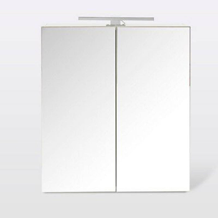 Bathroom Cabinet White Mirrored Wall Mounted LED Light Cupboard Double Doors - Image 3