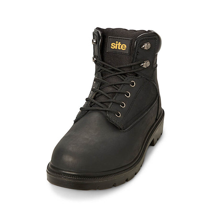 Mens Safety Boots Ankle Black Lightweight Leather Wide Fit Steel Toe Cap Size 10 - Image 1