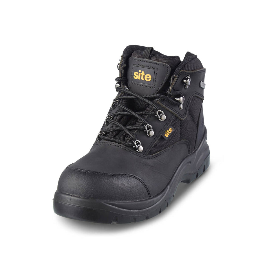 Site Safety Boots Mens Wide Fit Black Leather Waterproof Steel Toe Size 11 - Image 1
