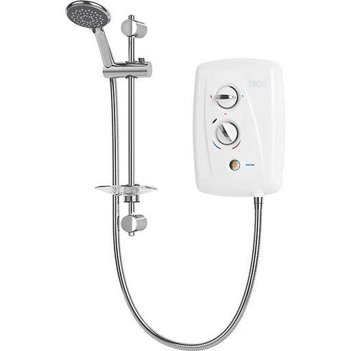 Electric Shower Chrome Modern 5 Spray Patterns Easy Clean Adjustable Rail 8.5kW - Image 1