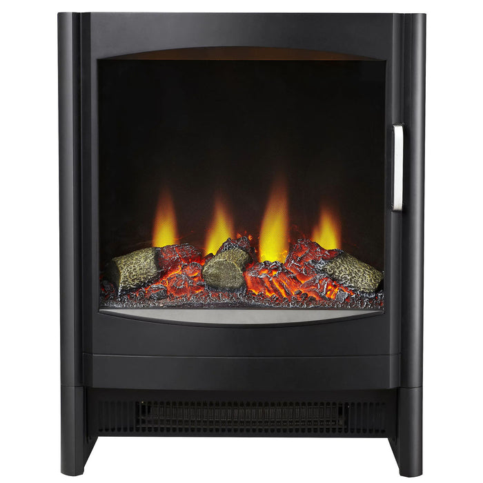 Electric Stove Fireplace Heater LED Flame Effect Modern Black Freestanding 2KW - Image 2