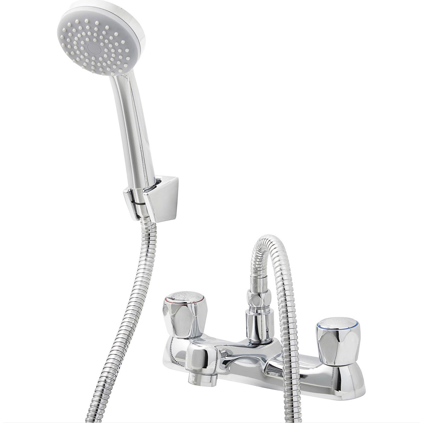 Bath Filler Tap Shower Mixer Handset Chrome Dual Lever Modern Bathroom - Image 1