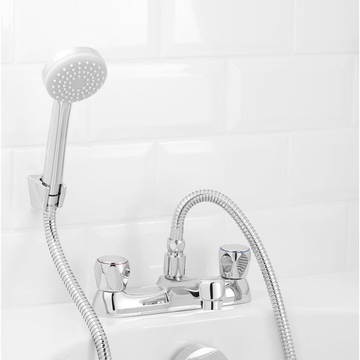 GoodHome Bath Shower Mixer Tap Calp Filler With Handset Chrome Effect - Image 2