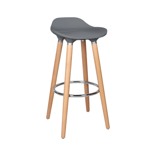 Cooke & Lewis Shira Bar Stool Anthracite Grey Solid Beech Wooden Legs - Image 1
