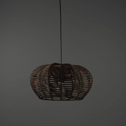 Chevra Pendant Matt Rattan & steel Brown Ceiling light - Image 1