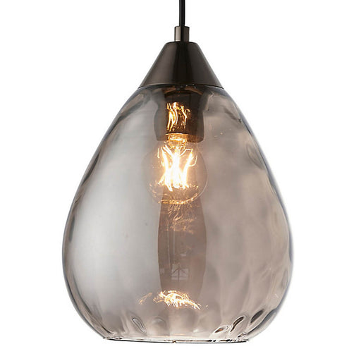 Pendant Ceiling Light Teardrop Dimmable Black Smoky Glass Shade Warm White - Image 1