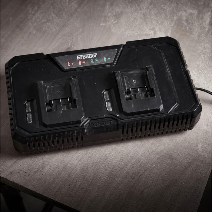 Erbauer EXT Battery Charger Li-ion Fast Wall Mounted Charges Two Batteries 18V - Image 3