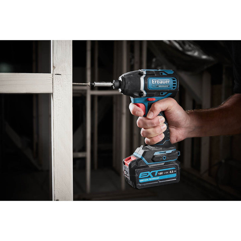 Erbauer Impact Driver Cordless 18V 4Ah Li-Ion EID18-Li Brushless Compact - Image 2