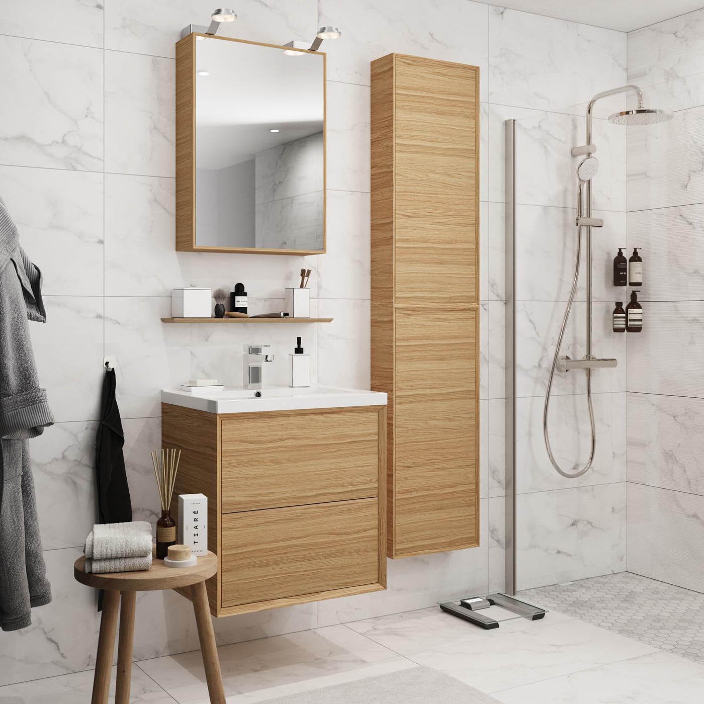 GoodHome Avela Matt Oak effect Wall-mounted Bathroom Vanity unit (H) 600mm (W) 600mm - Image 4