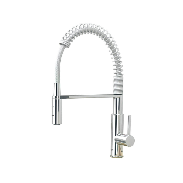 Kitchen Sink Tap Mixer Side Single Lever Spring Neck Chrome 360° Turnable Faucet - Image 1