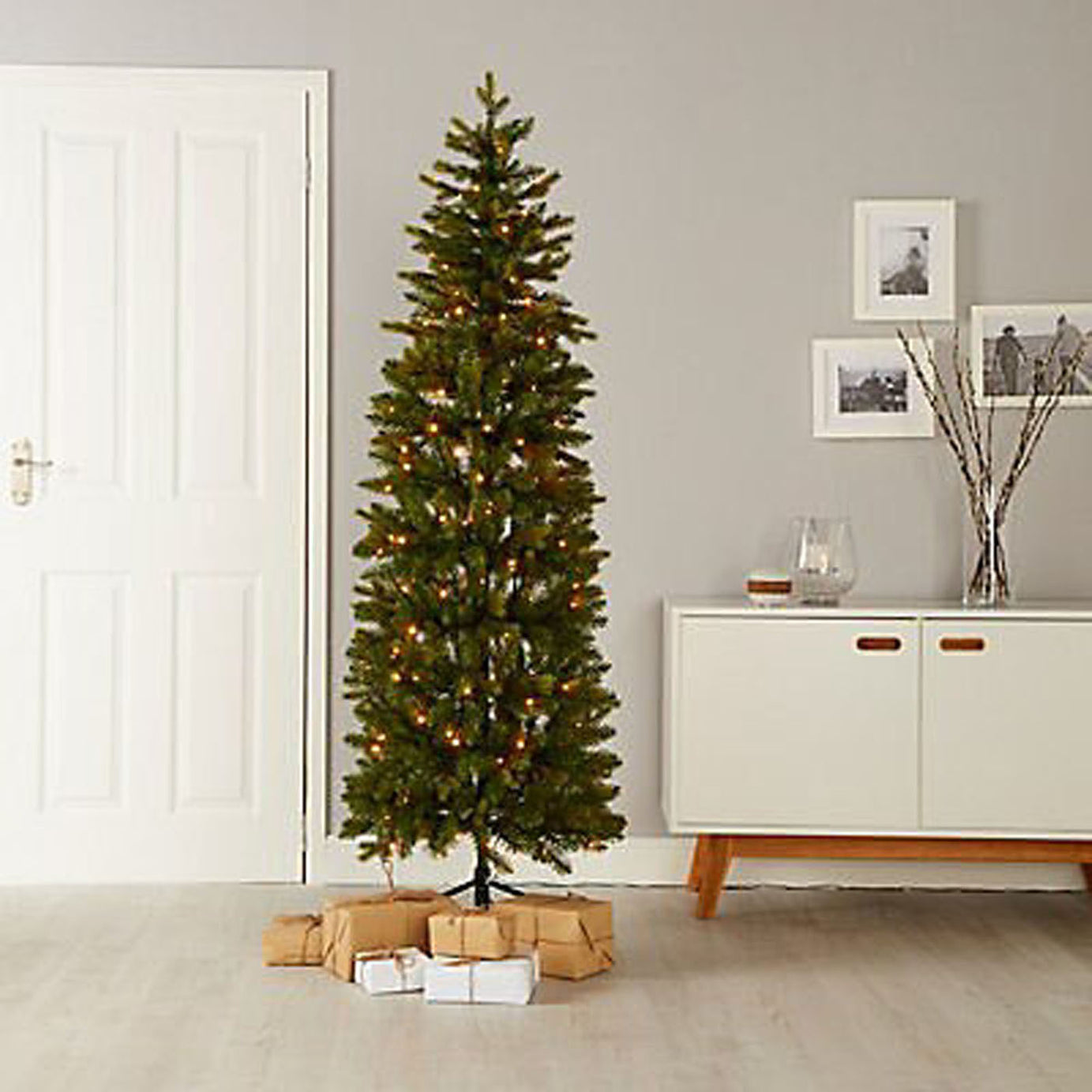 Christmas Tree 6ft Artificial Green Pre Lit LED Warm White Pop Up Slim Indoor - Image 6