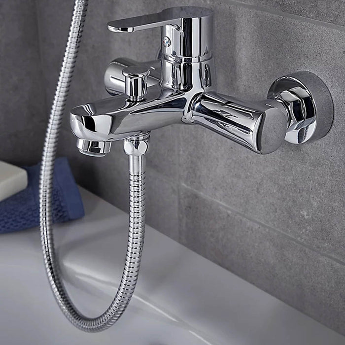 Bath Shower Mixer Tap Chrome Modern Brass Single Lever For High Pressure - Image 2