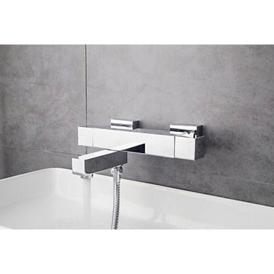 Bath Filler Tap Shower Mixer Chrome Double Lever Wall Mounted Modern Bathroom - Image 2