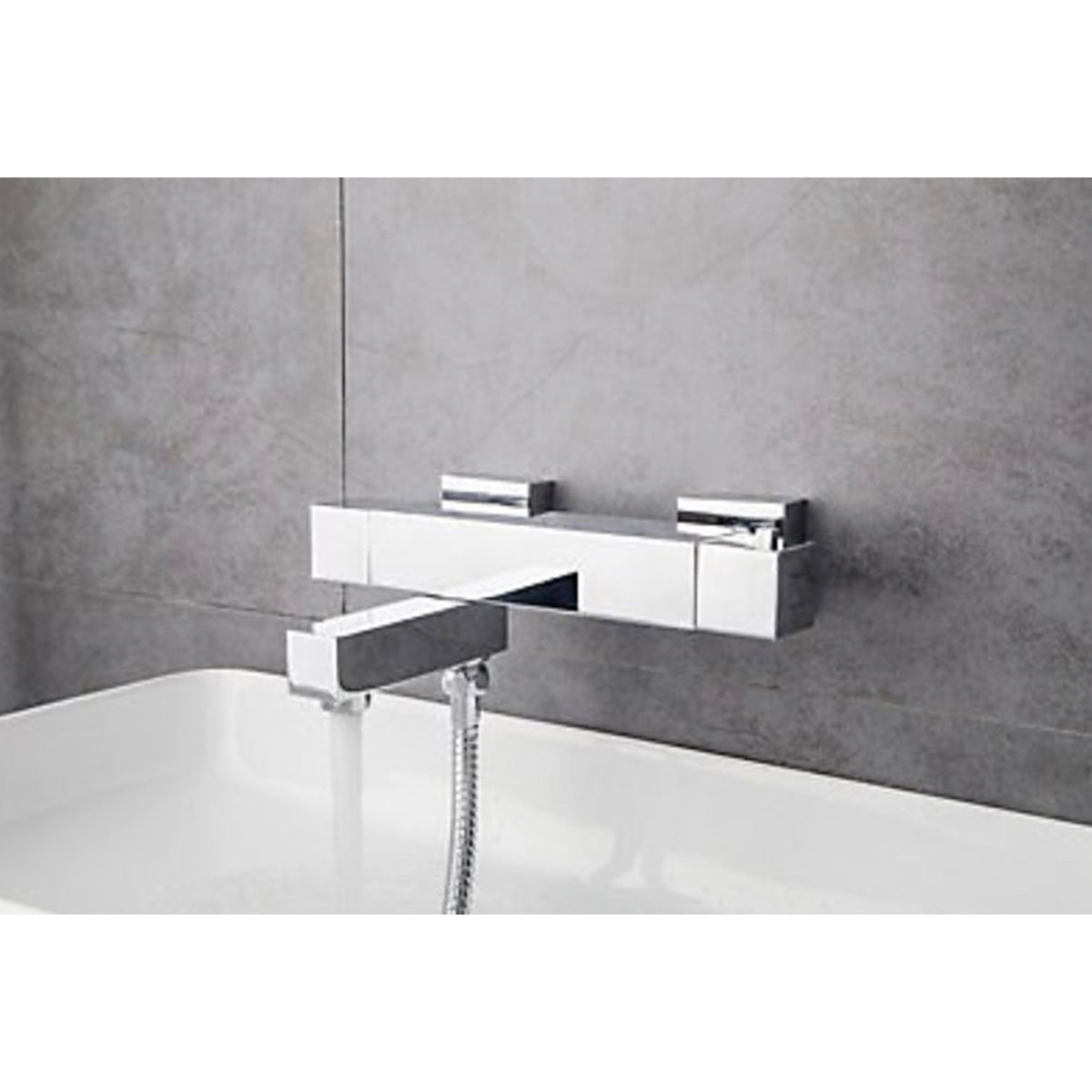 Bath Filler Tap Shower Mixer Chrome Double Lever Wall Mounted Modern Bathroom - Image 2