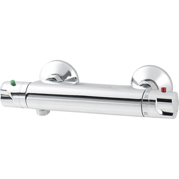 GoodHome Shower Mixer Valve Tap Thermostatic Chrome Contemporary Wall ½ Turn - Image 1
