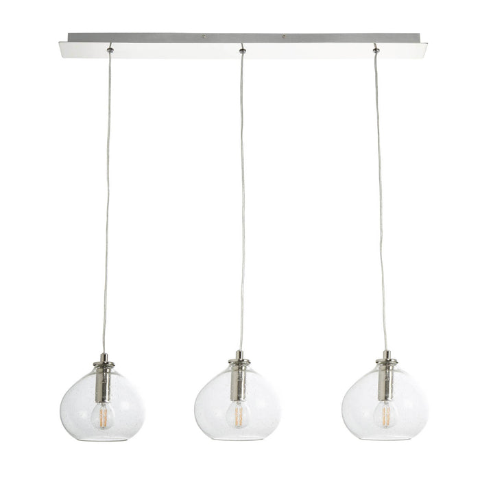 Pendant Ceiling Light Nickel Effect 3 Way Multi Arm Hanging Glass Shades - Image 4