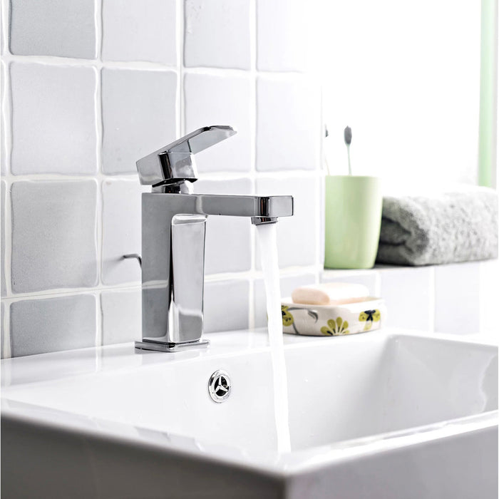 Basin Mixer Tap Pazar 1 lever Chrome-plated Contemporary Bathroom with Wastes - Image 4