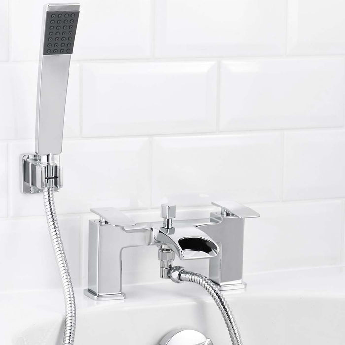 Bathroom Shower Mixer Tap Brass And zinc Alloy Square Head Chrome Modern - Image 3