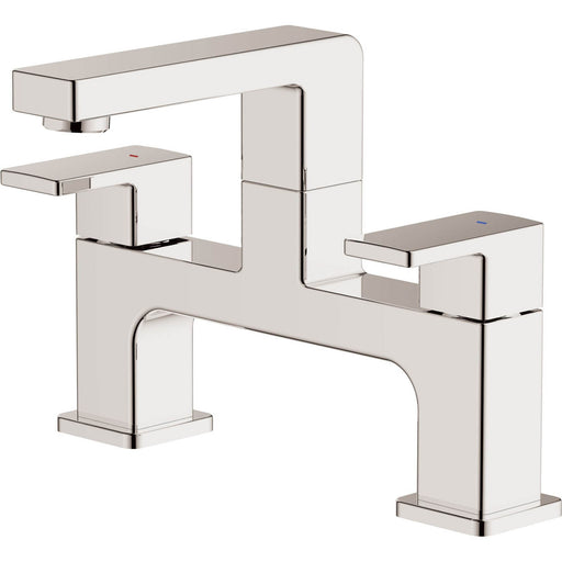 Bath Filler Tap Mixer Chrome Square Handles Brass Bathroom Contemporary Faucet - Image 1