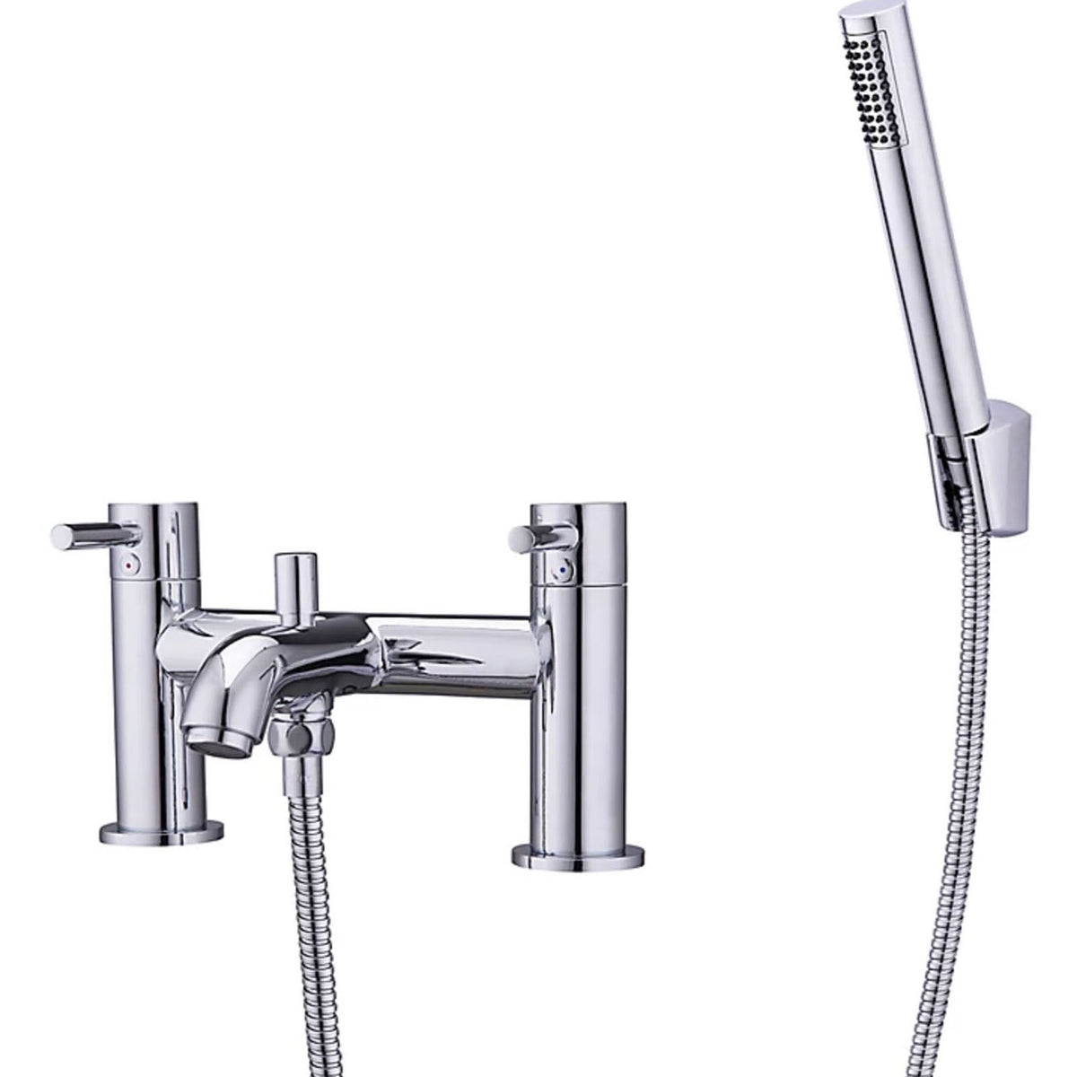 Bath Filler Tap With Hand Held Set Chrome Dual Lever Brass Bathroom Contemporary - Image 1