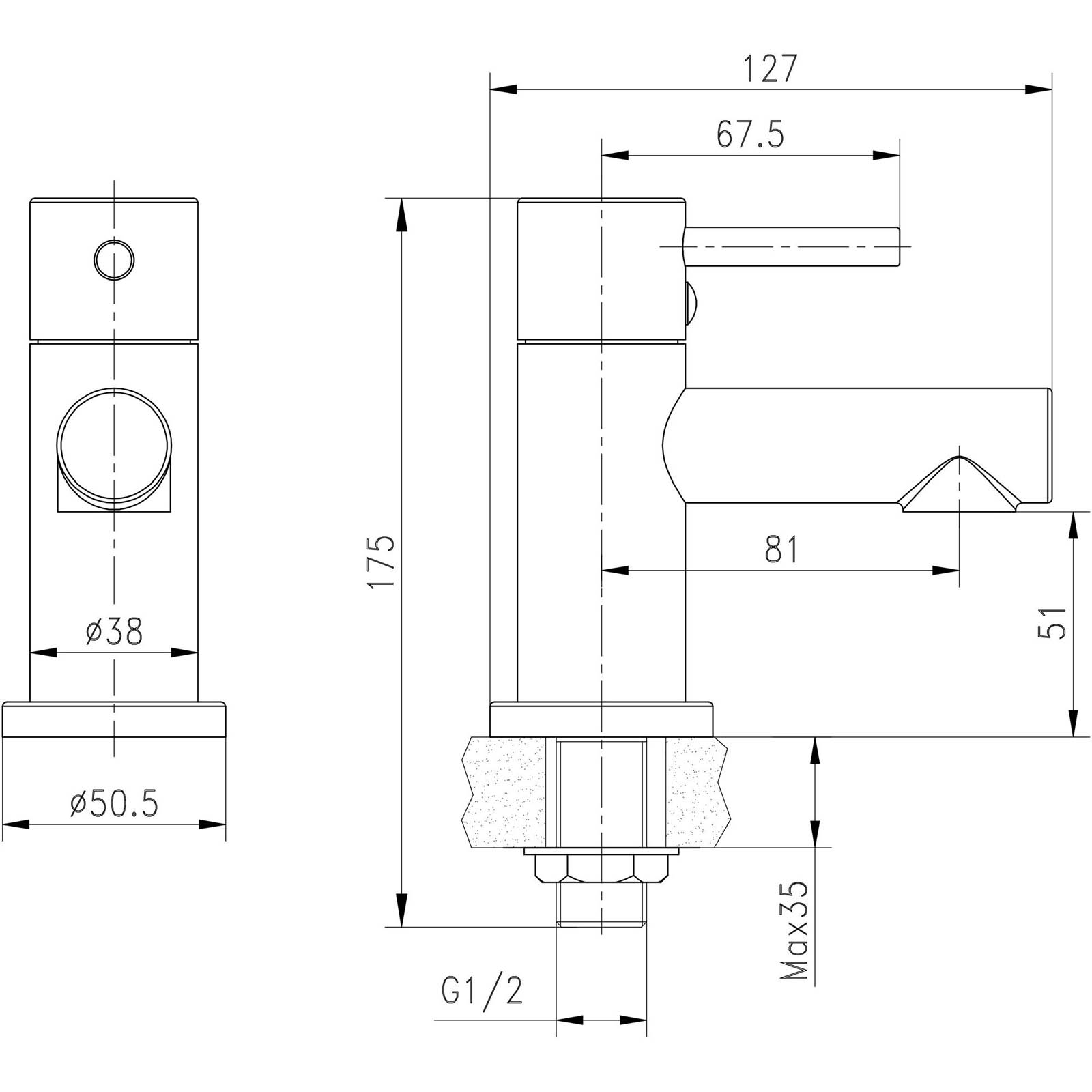 Bathroom Basin Pillar Tap Chrome Full Turn Ceramic Disk Hot Cold Pair Modern - Image 4