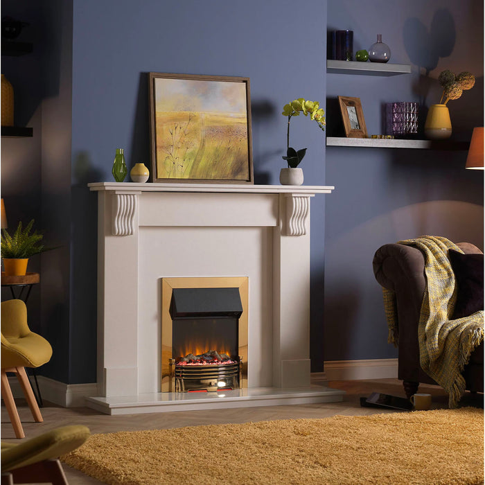 Dimplex Electric Fire Optiflame Brass Effect 2 Heat Settings Remote Control 2kW - Image 2