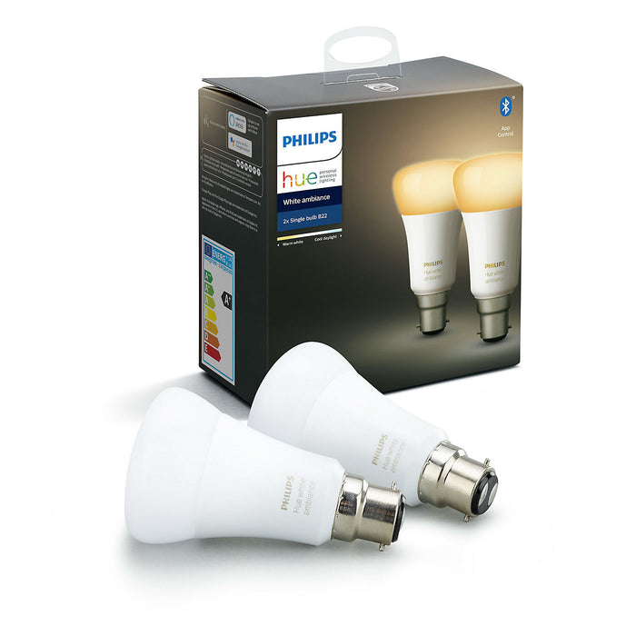 Philips Hue Smart Light Bulbs LED Cool Warm White Classic Dimmable Pack of 2 - Image 1