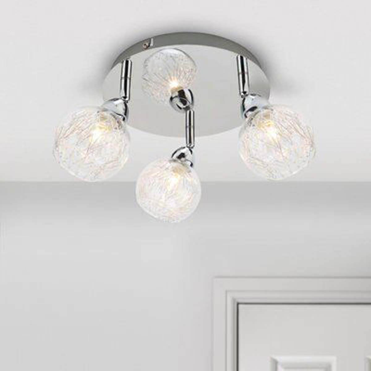 Ceiling Spotlight 3 Way Round Shades Gloss Chrome Effect Modern Elegant - Image 3