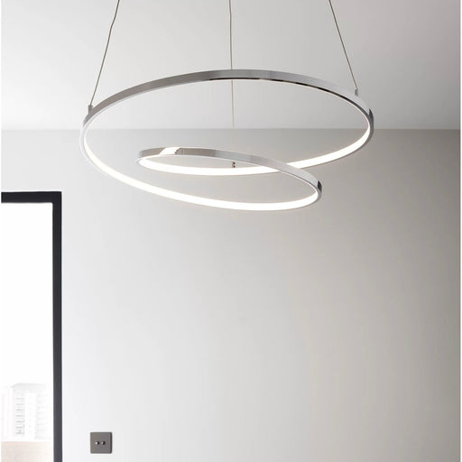 LED Ceiling Light Chrome Effect Pendant Twisted Lamp Modern Warm White IP20 - Image 1