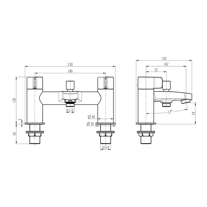 GoodHome Bath Mixer Tap With Handset Kit Chrome 3 Spray Pattern Lever Modern - Image 2