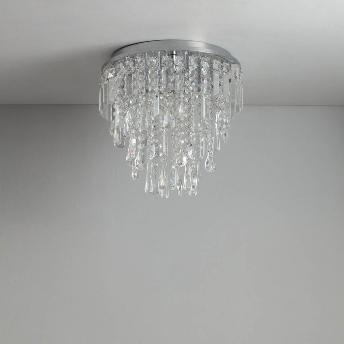 Pendant Ceiling Light Crystal Glass Beads Chrome Effect Modern Luxury Elegant - Image 4