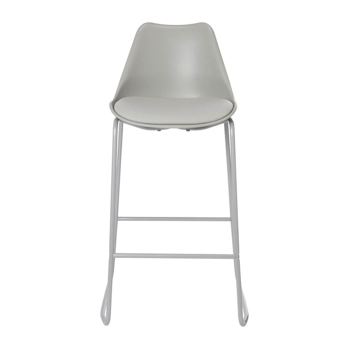 GoodHome Bar Stool Light Grey Padded Ergonomic Backrest And Footrest Comfortable - Image 2
