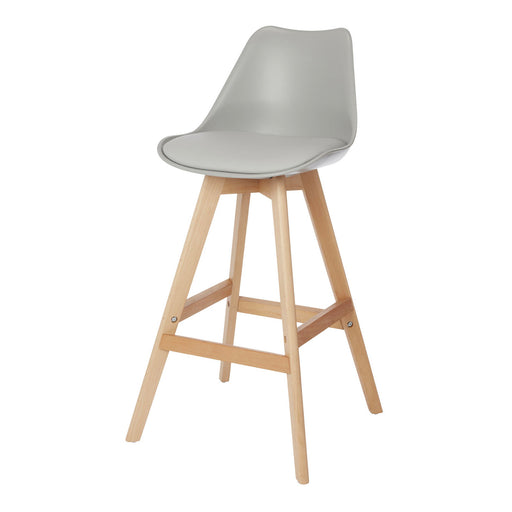 GoodHome Bar Stool With Footrest Light Grey (H)1005 x (W)435 x (D) 505 mm - Image 1