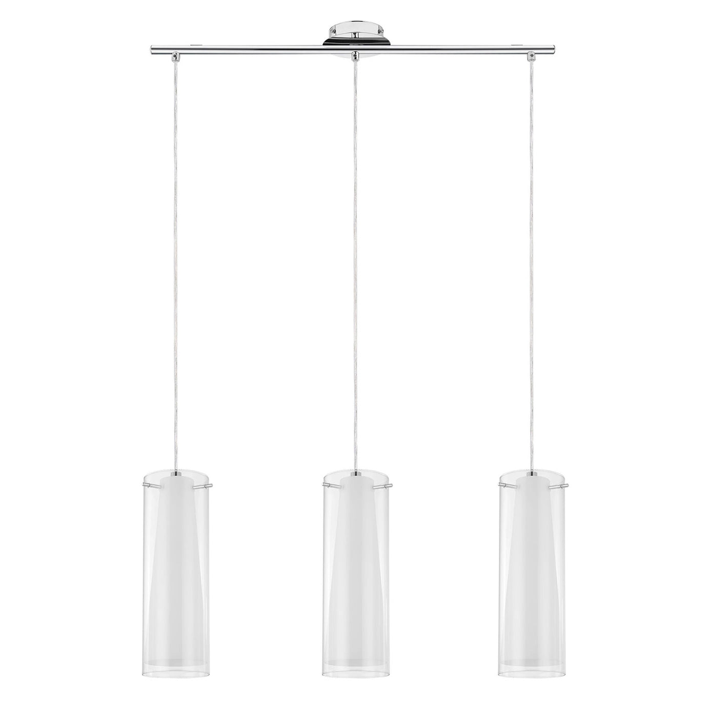 Pendant Ceiling Light 3 Way White Chrome Effect Glass Shades IP20 (Dia)110mm - Image 2