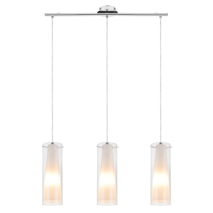 Pendant Ceiling Light 3 Way White Chrome Effect Glass Shades IP20 (Dia)110mm - Image 3