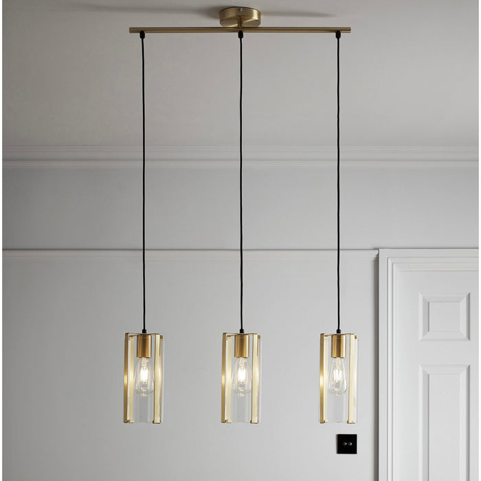 Saiphi Ceiling Light Gold Effect 3 Lamp Pendant Kitchen Breakfast Bar Lighting - Image 1