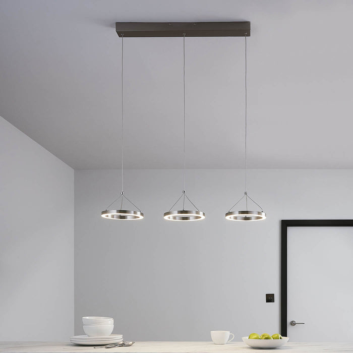 Pendant Ceiling Light Chrome 3 Way Indoor Contemporary Warm White 2300lm LED 36W - Image 1