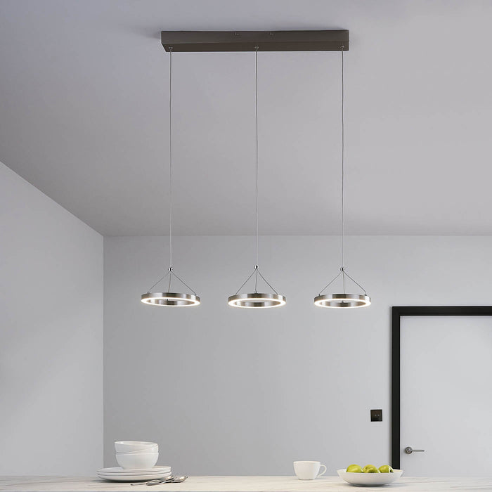 Ceiling Light Chrome 3 Way Indoor Contemporary Pendant Warm White 2300lm LED 36W - Image 2