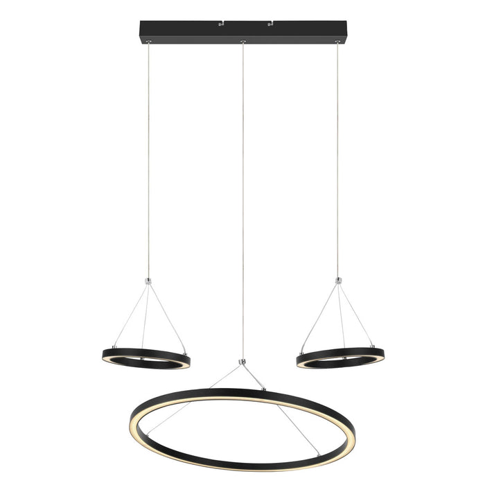 LED Pendant Ceiling Light Matt Black 3 Way Hanging Adjustable Dining (Dia)50cm - Image 2