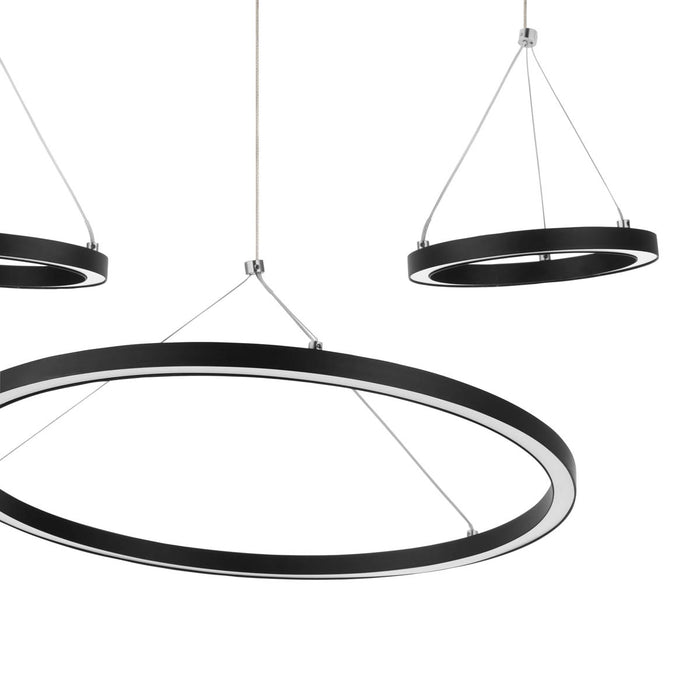 LED Pendant Ceiling Light Matt Black 3 Way Hanging Adjustable Dining (Dia)50cm - Image 3