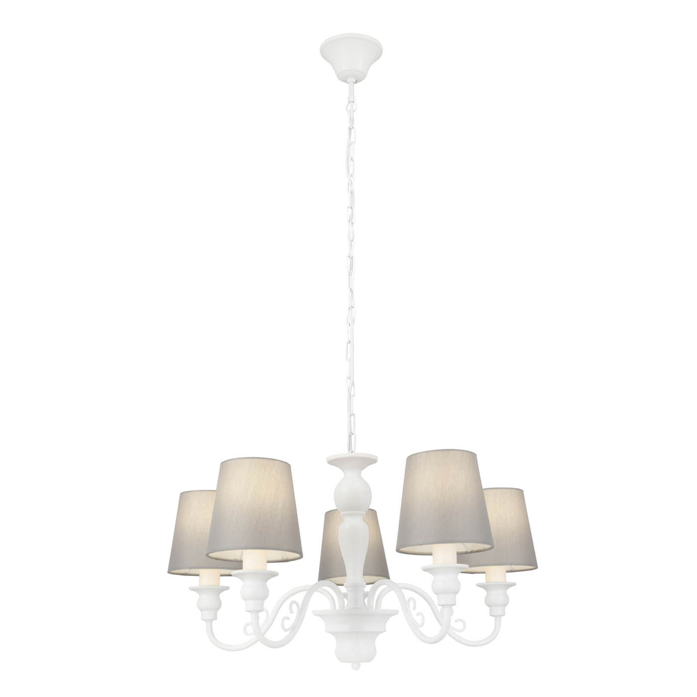 Ceiling Light Grey White Wood Effect 5 Way Pendant E14 Living Room Bedroom 40W - Image 3